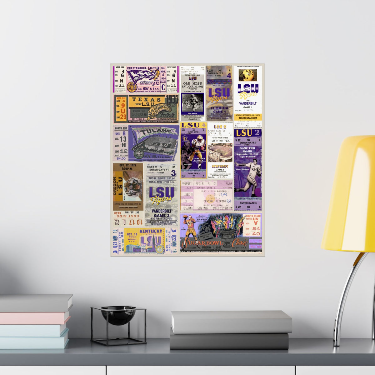 LSU Tigers | Vintage Sports Ticket Art Print | Retro College Team Wall Decor | LSU Football Fan Gift | Matte Vertical Posters