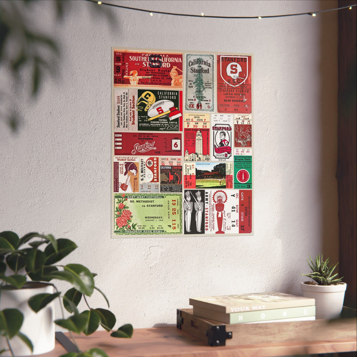 Stanford Cardinal | Vintage Sports Ticket Art Print | Retro College Team Wall Decor | Stanford Football Fan Gift | Matte Vertical Posters