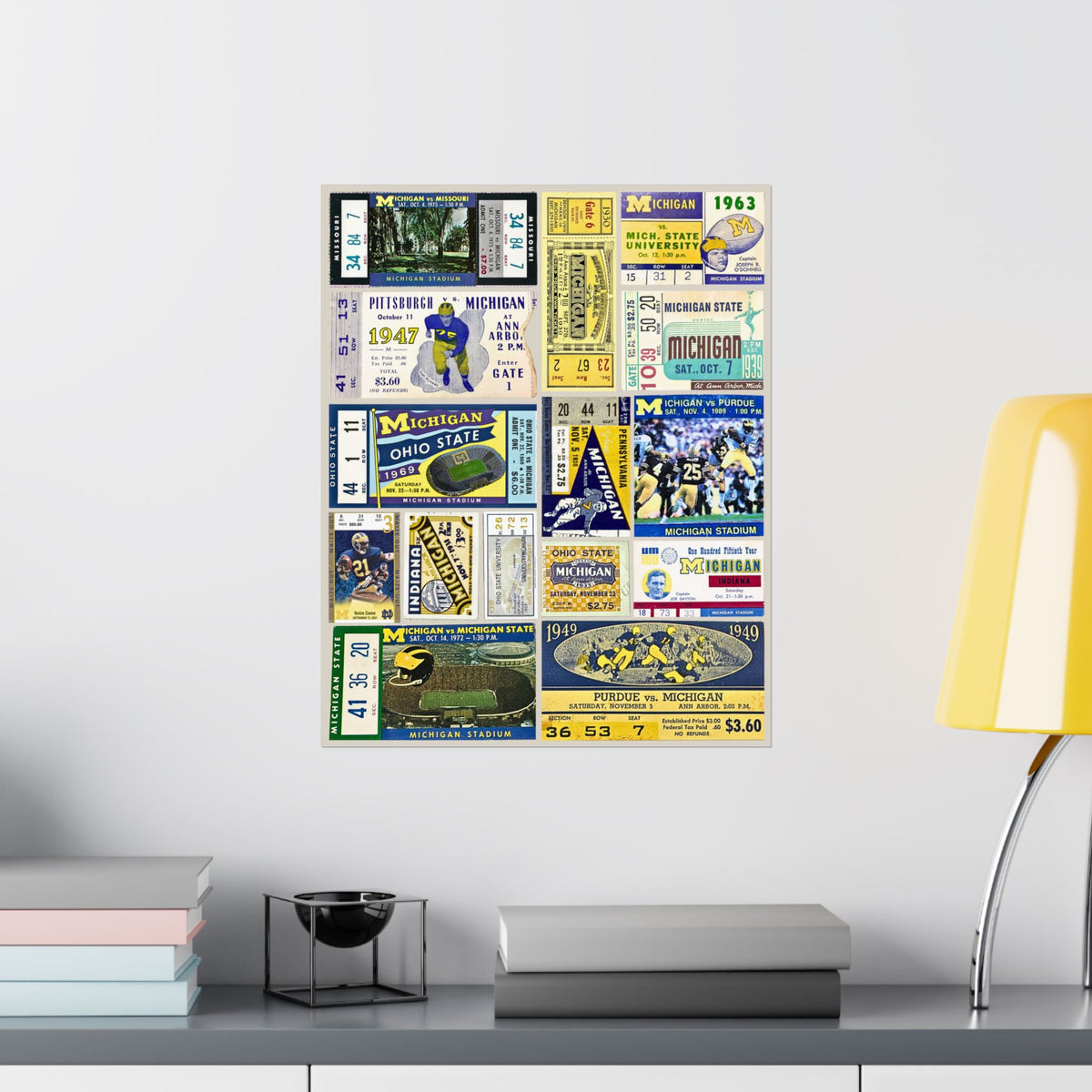 Michigan Wolverines | Vintage Sports Ticket Art Print | Retro College Team Wall Decor | Michigan Football Fan Gift | Matte Vertical Posters