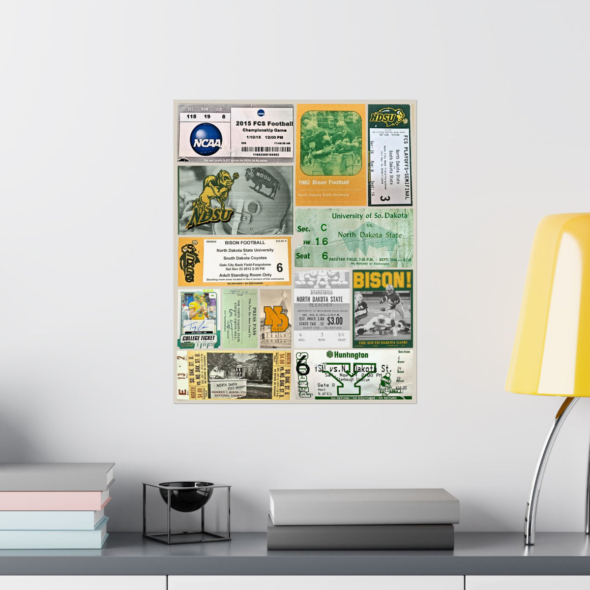North Dakota State Bison | Vintage Sports Ticket Art Print | Retro College Team Wall Decor | NDSU Football Fan Gift | Matte Vertical Posters
