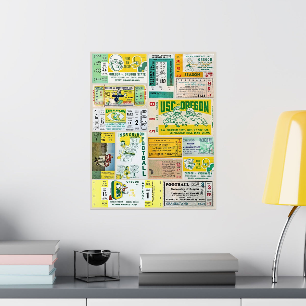 Oregon Ducks | Vintage Sports Ticket Art Print | Retro College Team Wall Decor | Oregon Football Fan Gift | Matte Vertical Posters