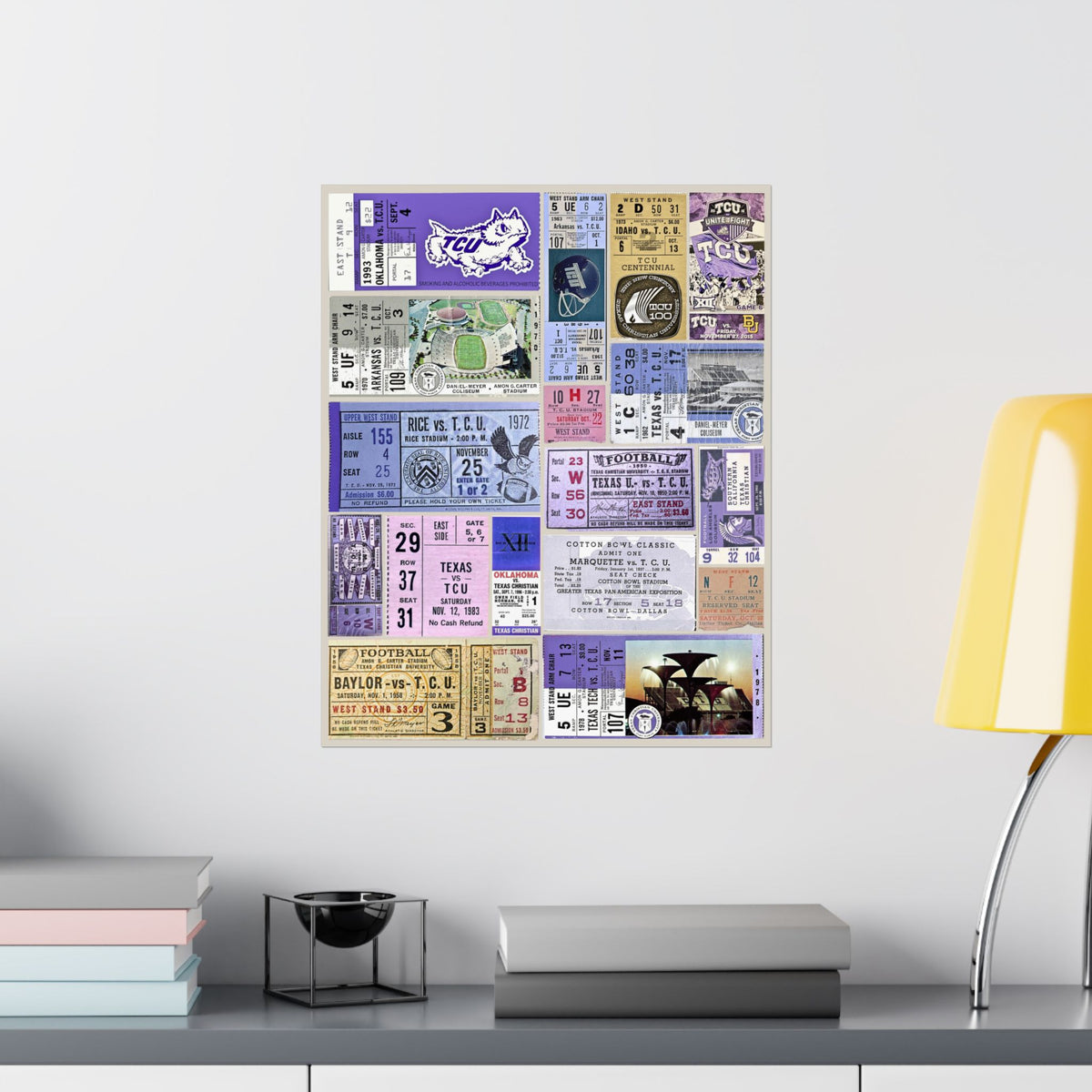 TCU Horned Frogs | Vintage Sports Ticket Art Print | Retro College Team Wall Decor | TCU Football Fan Gift | Matte Vertical Poster