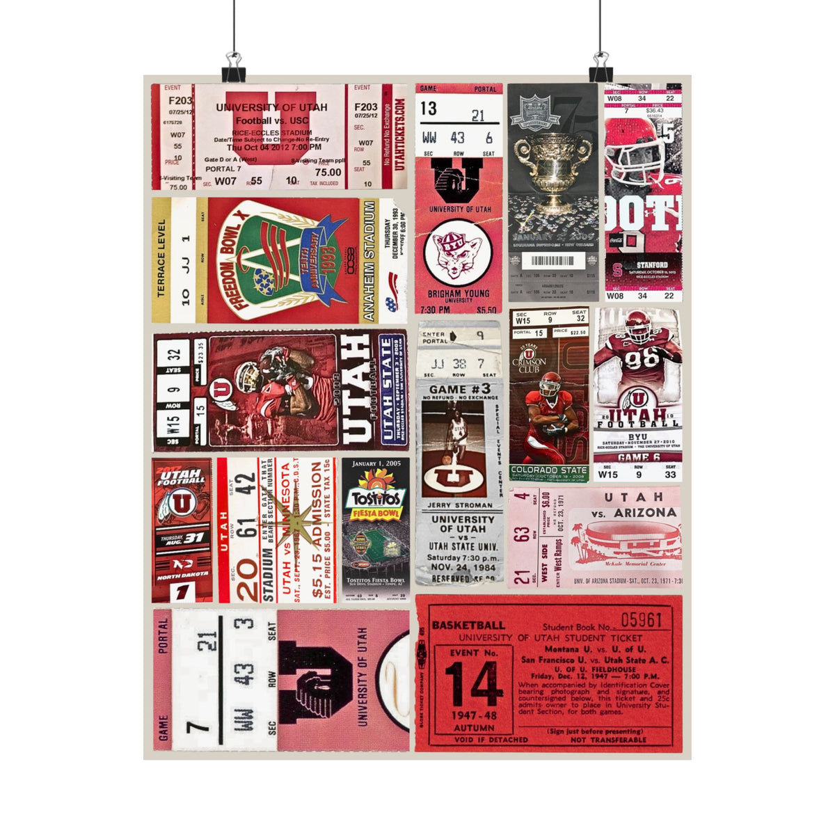 Utah Utes | Vintage Sports Ticket Art Print | Retro College Team Wall Decor | UofU Football Fan Gift | Matte Vertical Posters