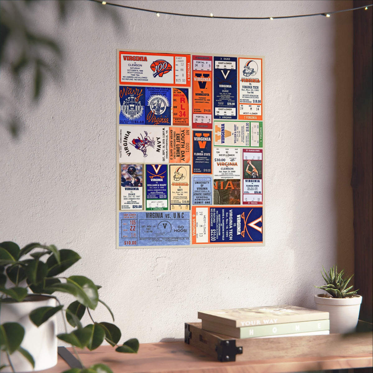 Virginia Cavaliers | Vintage Sports Ticket Art Print | Retro College Team Wall Decor | UVA Football Fan Gift | Matte Vertical Poster