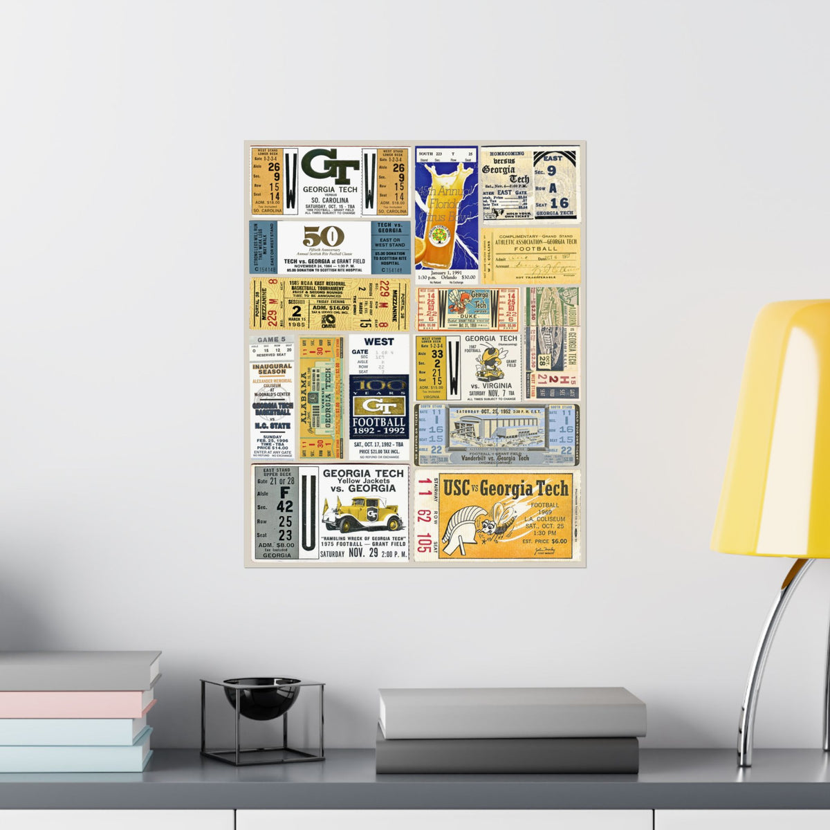 Georgia Tech Yellow Jackets | Vintage Sports Ticket Art Print | Retro College Team Wall Decor | GT Football Fan Gift | Matte Vertical Poster