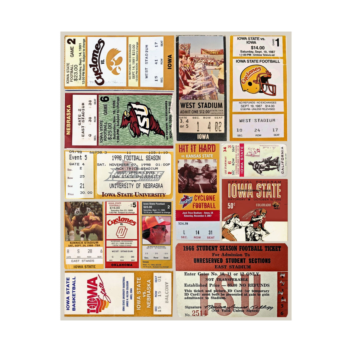 Iowa State Cyclones | Vintage Sports Ticket Art Print | Retro College Team Wall Decor | ISU Football Fan Gift | Matte Vertical Poster