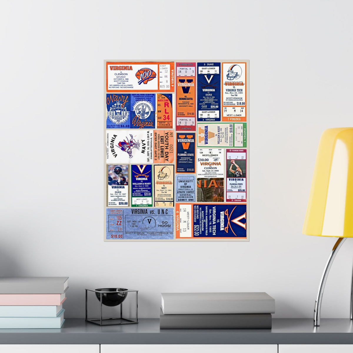 Virginia Cavaliers | Vintage Sports Ticket Art Print | Retro College Team Wall Decor | UVA Football Fan Gift | Matte Vertical Poster