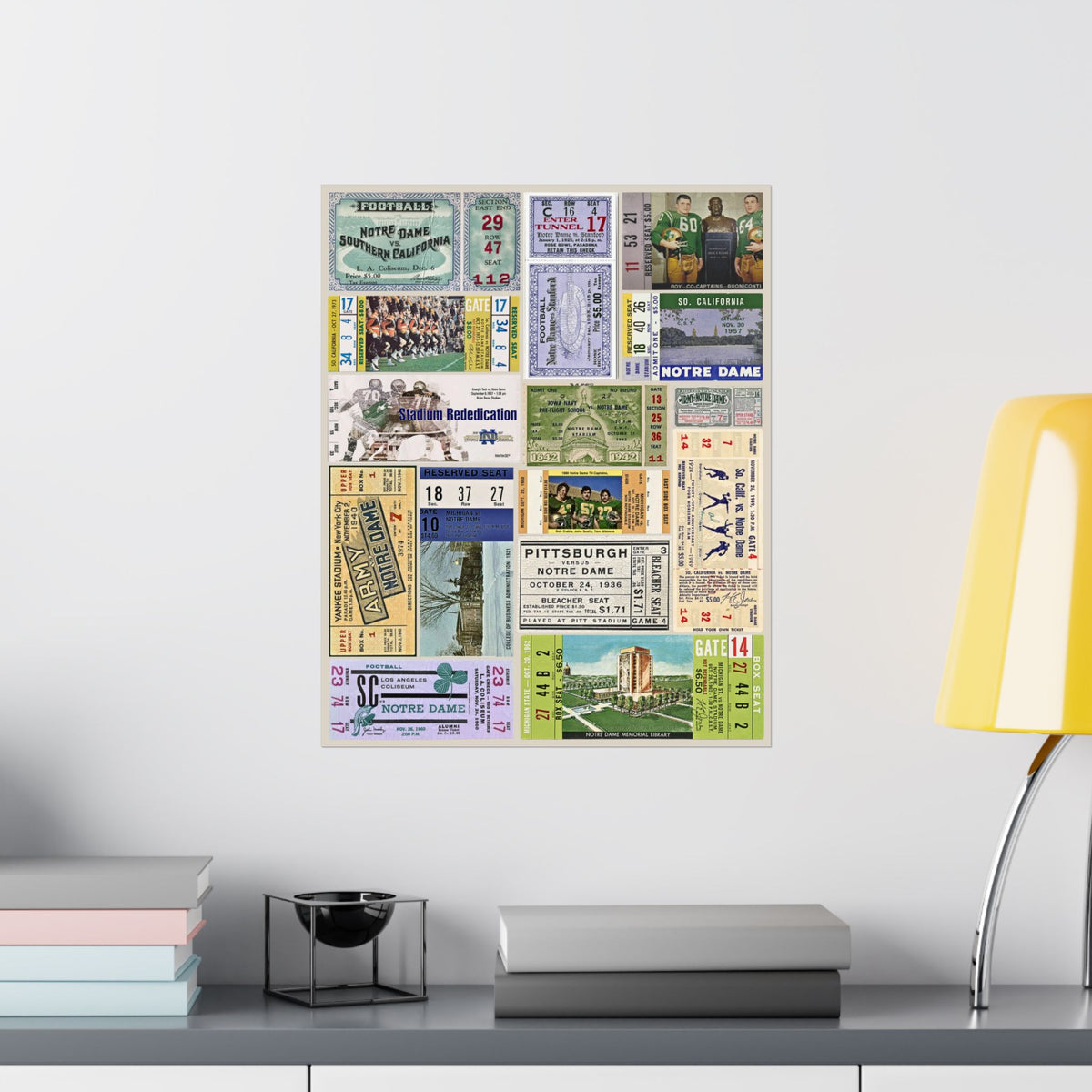Notre Dame Fighting Irish | Vintage Sports Ticket Art Print | Retro College Team Wall Decor | ND Football Fan Gift | Matte Vertical Posters