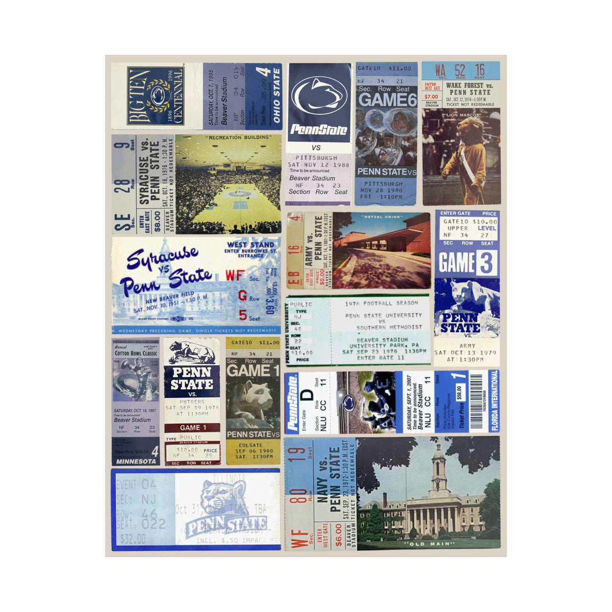 Penn State Nittany Lions | Vintage Sports Ticket Art Print | Retro College Team Wall Decor | PSU Football Fan Gift | Matte Vertical Posters