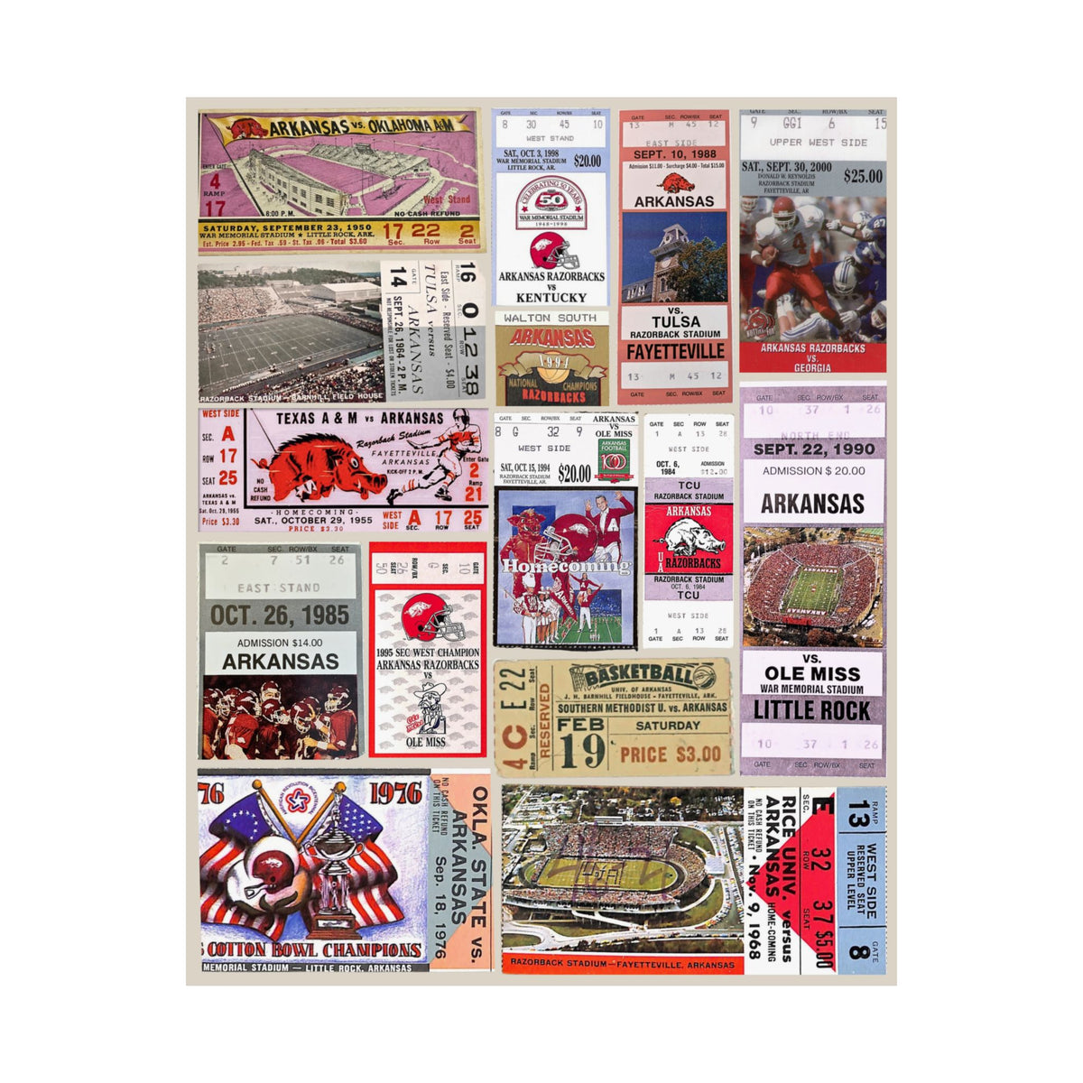 Arkansas Razorbacks | Vintage Sports Ticket Art Print | Retro College Team Wall Decor | Arkansas Football Fan Gift | Matte Vertical Posters