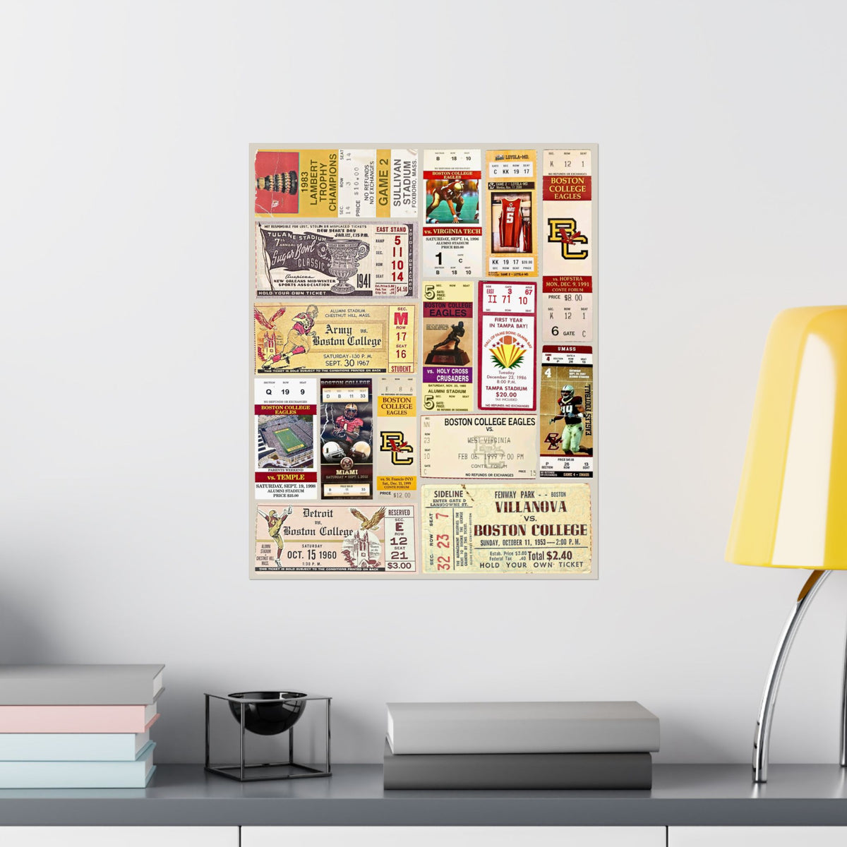 Boston College Eagles | Vintage Sports Ticket Art Print | Retro College Team Wall Decor | BC Football Fan Gift | Matte Vertical Posters
