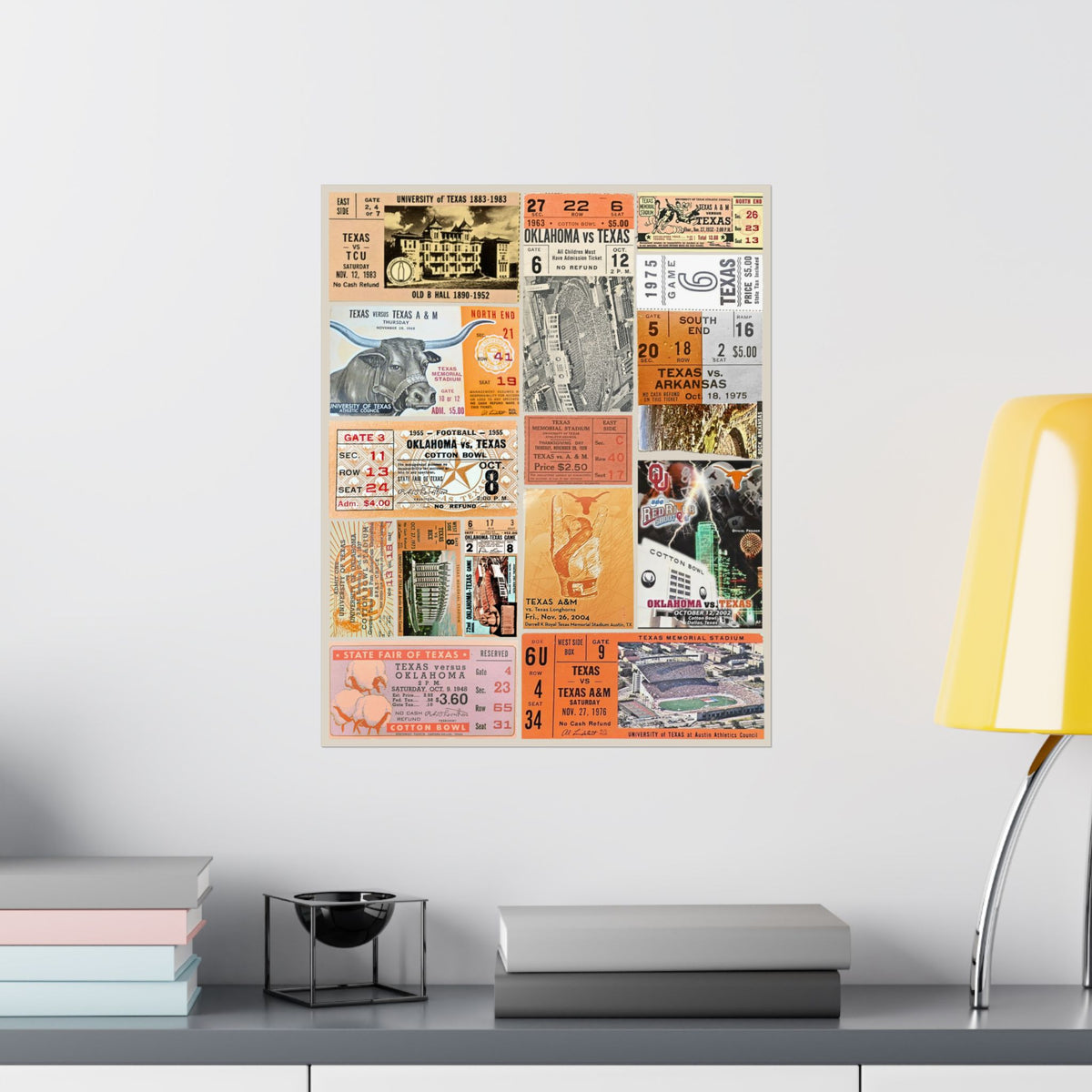 Texas Longhorns | Vintage Sports Ticket Art Print | Retro College Team Wall Decor | UT Football Fan Gift | Matte Vertical Posters