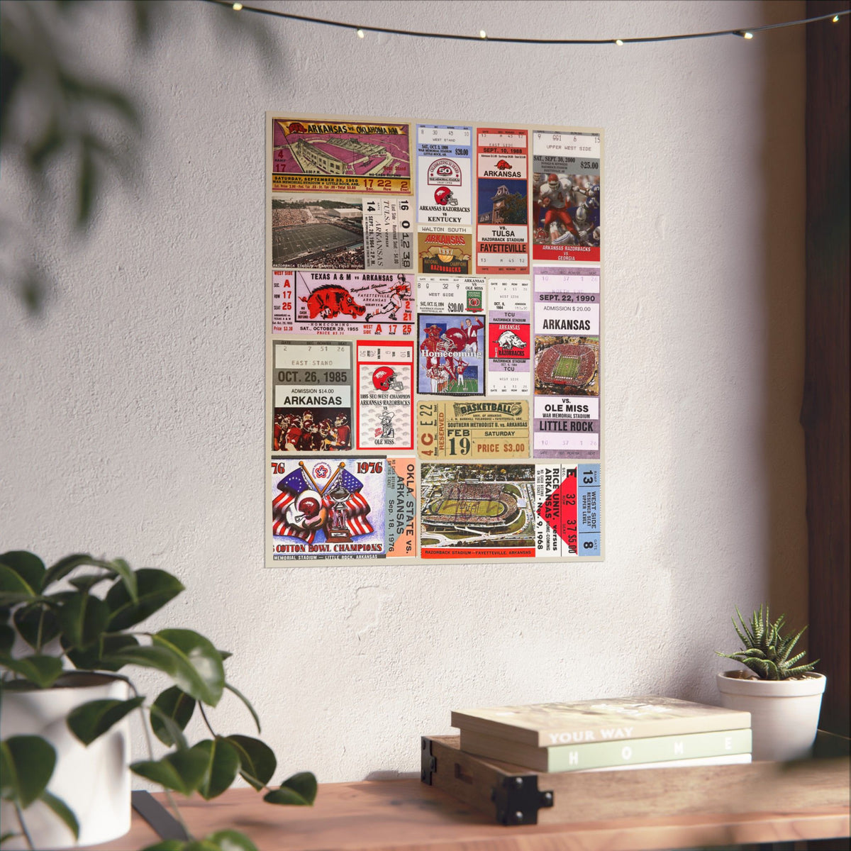 Arkansas Razorbacks | Vintage Sports Ticket Art Print | Retro College Team Wall Decor | Arkansas Football Fan Gift | Matte Vertical Posters