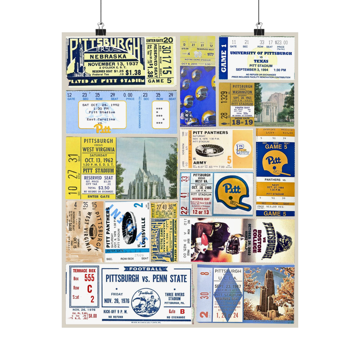 Pittsburgh Panthers | Vintage Sports Ticket Art Print | Retro College Team Wall Decor | Pitt Football Fan Gift | Matte Vertical Posters