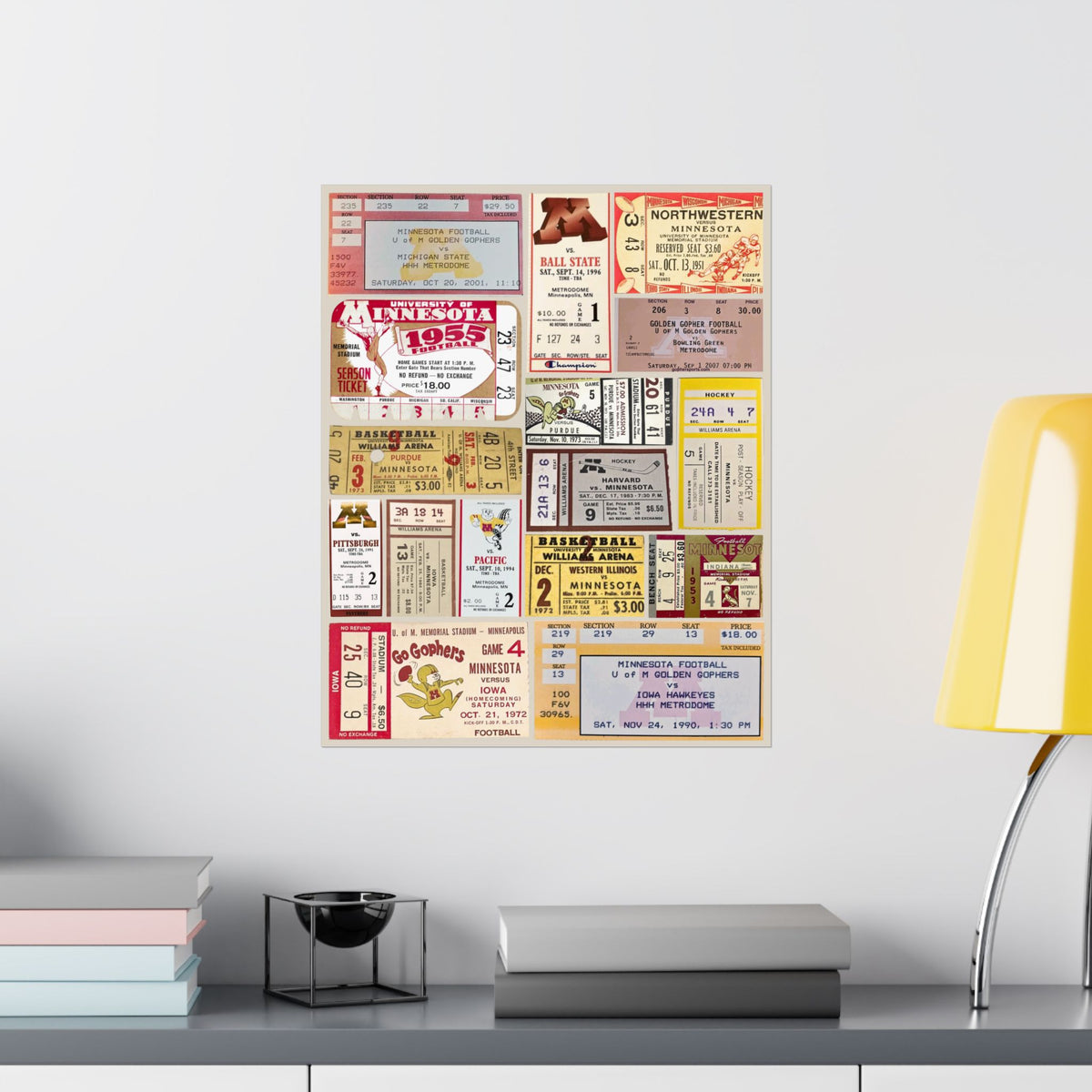 Minnesota Golden Gophers | Vintage Sports Ticket Art Print | Retro College Team Wall Decor | UofM Football Fan Gift | Matte Vertical Posters