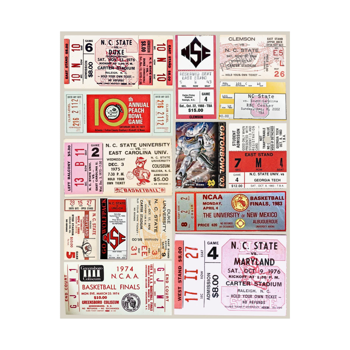NC State Wolfpack | Vintage Sports Ticket Art Print | Retro College Team Wall Decor | NC State Football Fan Gift | Matte Vertical Posters