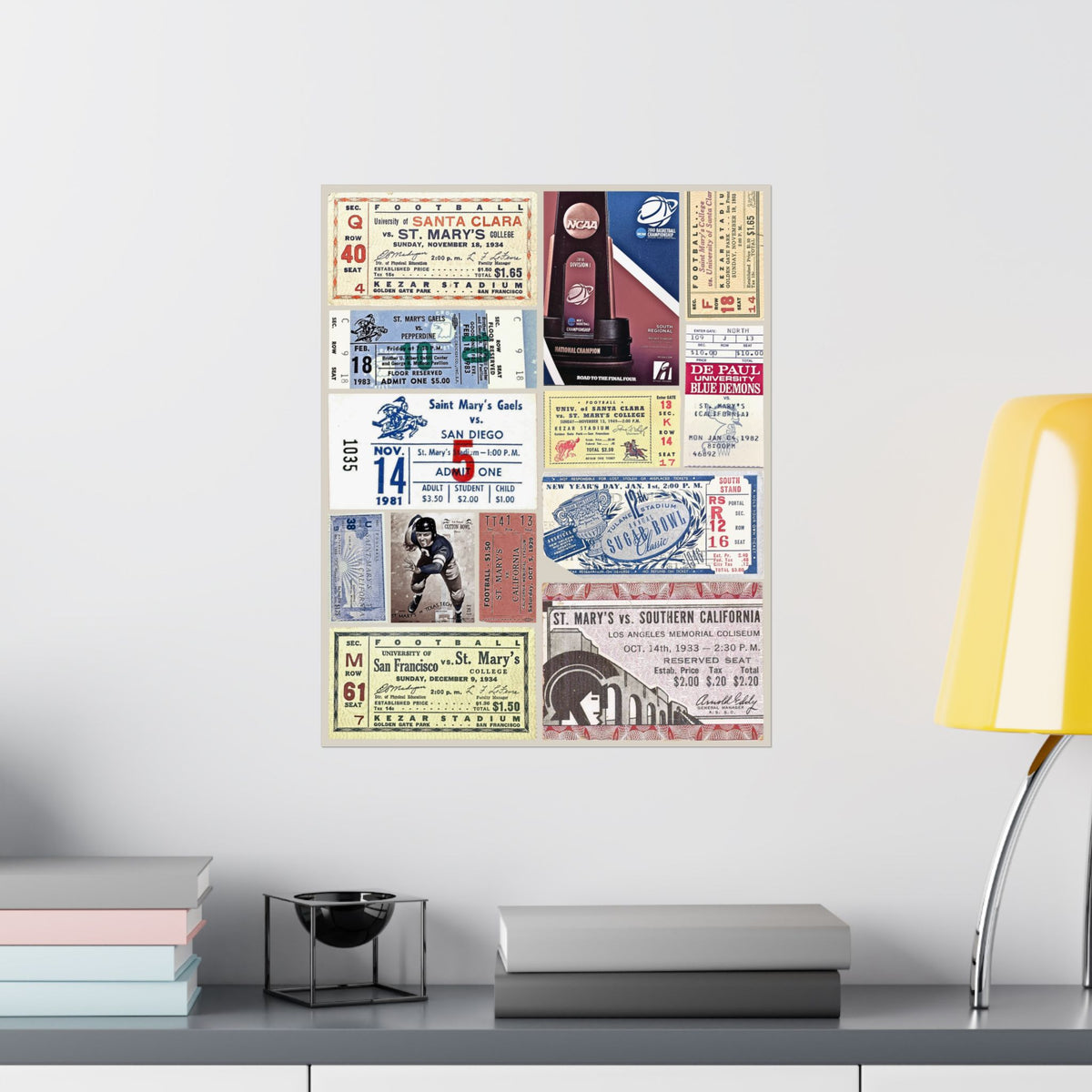 Saint Mary's Gaels | Vintage Sports Ticket Art Print | Retro College Team Wall Decor | SMC (CA) Basketball Fan Gift | Matte Vertical Posters