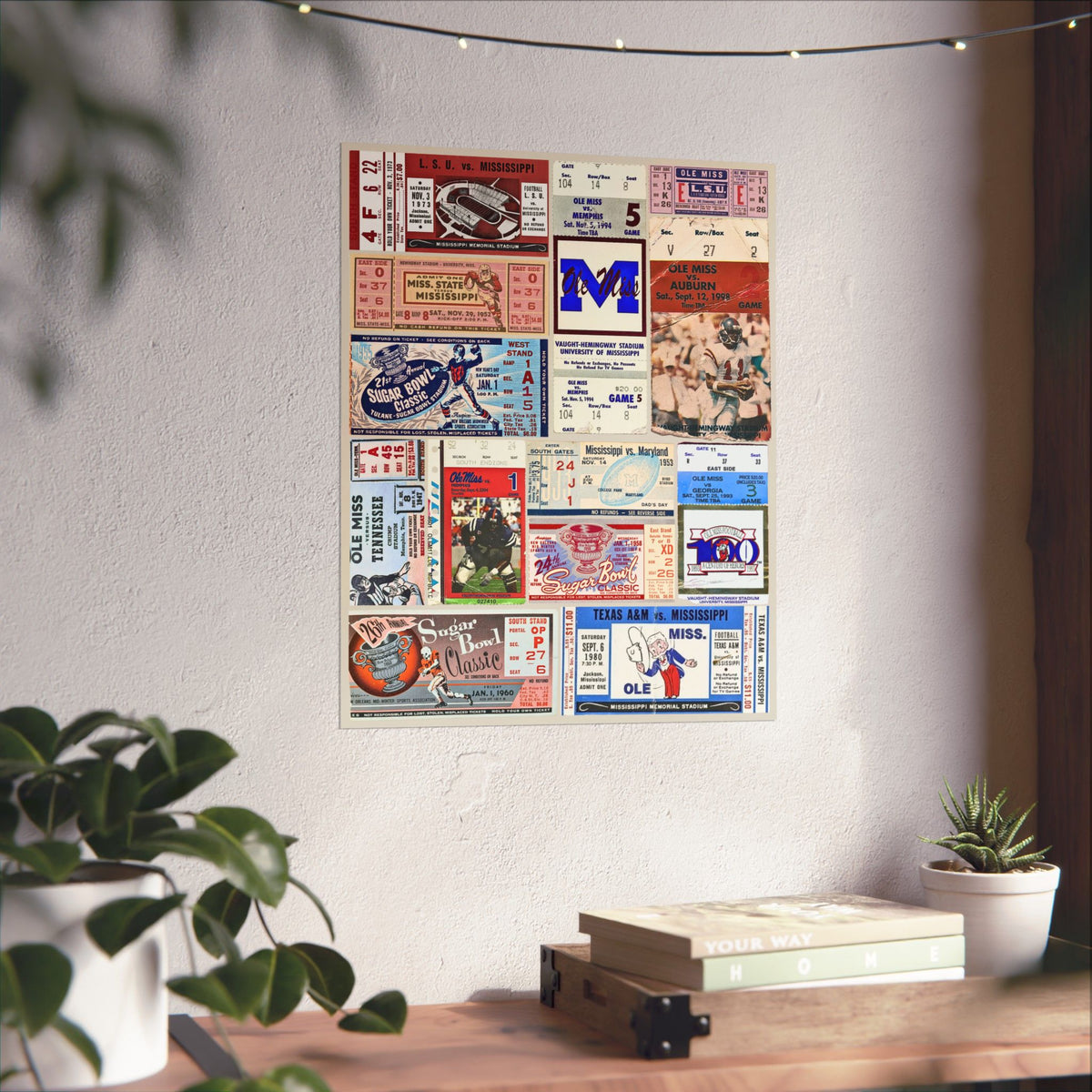 Ole Miss Rebels | Vintage Sports Ticket Art Print | Retro College Team Wall Decor | Ole Miss Football Fan Gift | Matte Vertical Posters