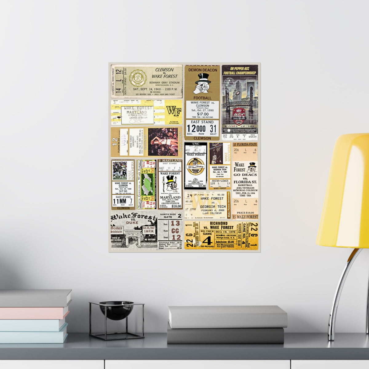 Wake Forest Demon Deacons | Vintage Sports Ticket Art Print | Retro College Team Wall Decor | WFU Football Fan Gift | Matte Vertical Posters