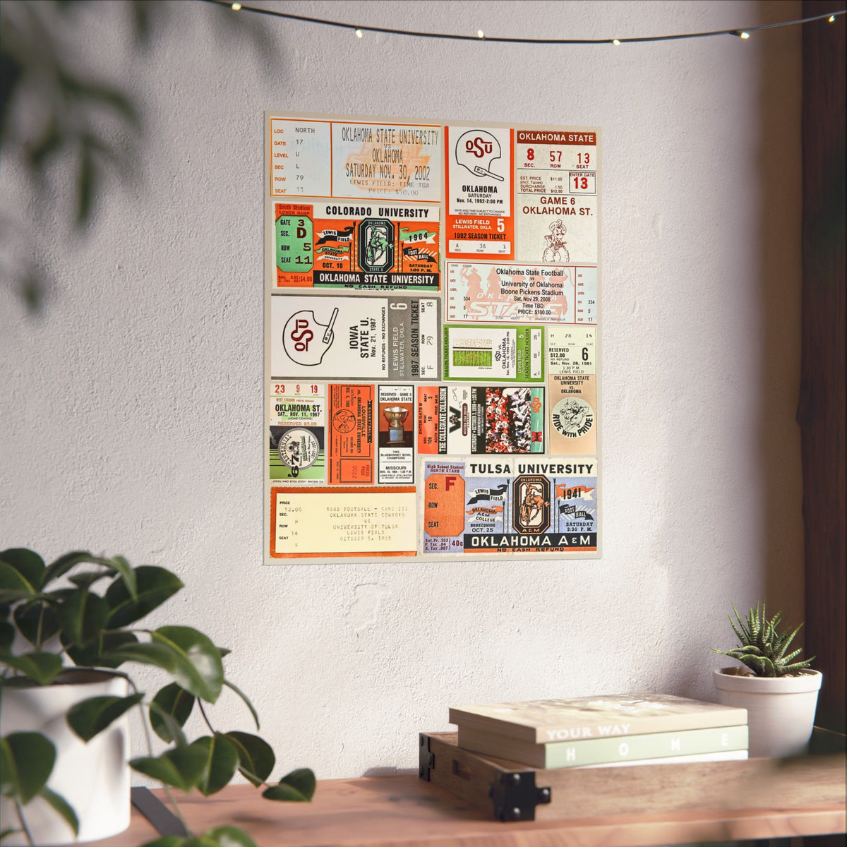 Oklahoma State Cowboys | Vintage Sports Ticket Art Print | Retro College Team Wall Decor | OSU Football Fan Gift | Matte Vertical Posters