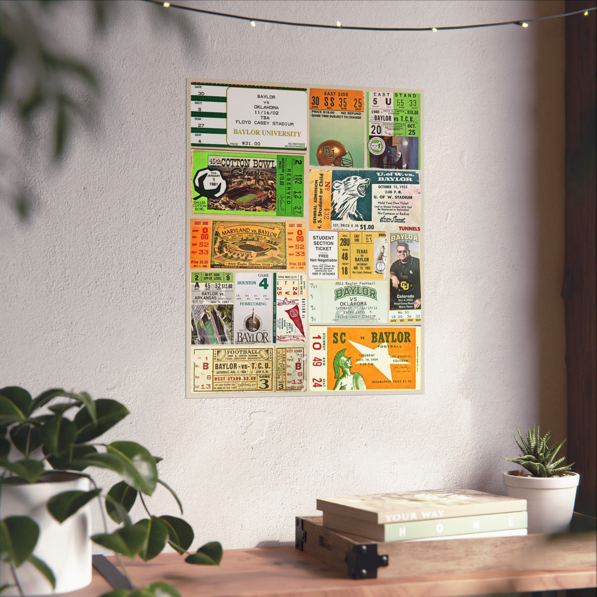 Baylor Bears | Vintage Sports Ticket Art Print | Retro College Team Wall Decor | Baylor University Football Fan Gift | Matte Vertical Poster