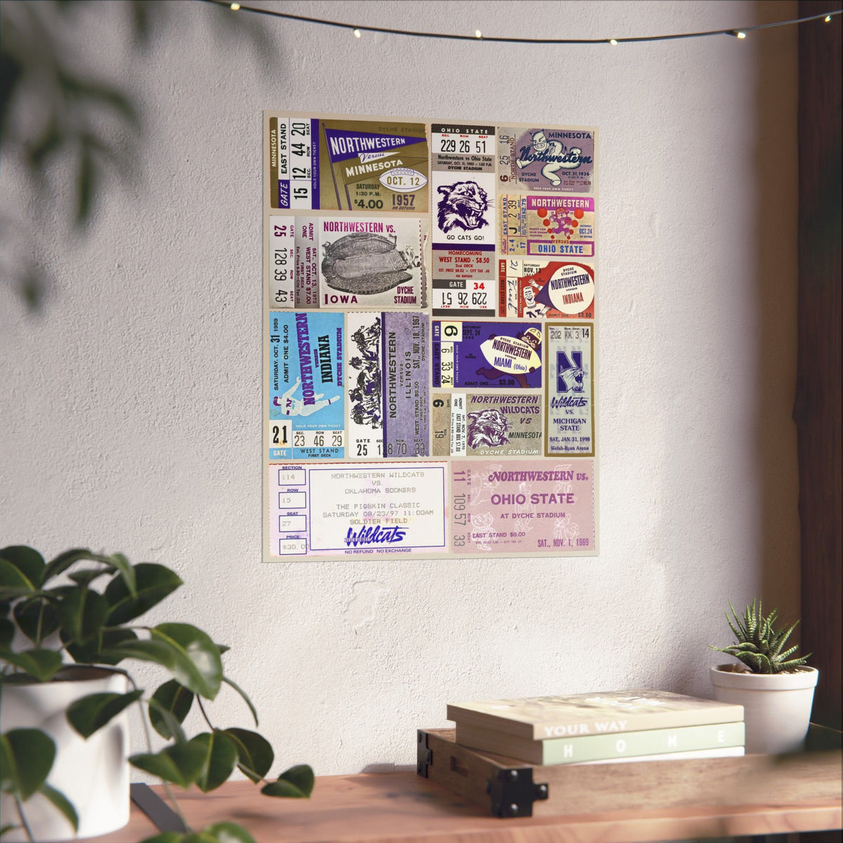 Northwestern Wildcats | Vintage Sports Ticket Art Print | Retro College Team Wall Decor | NW Football Fan Gift | Matte Vertical Posters