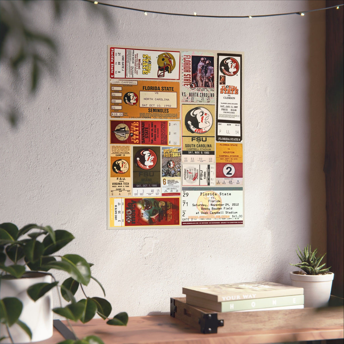 Florida State Seminoles | Vintage Sports Ticket Art Print | Retro College Team Wall Decor | FSU Football Fan Gift | Matte Vertical Posters