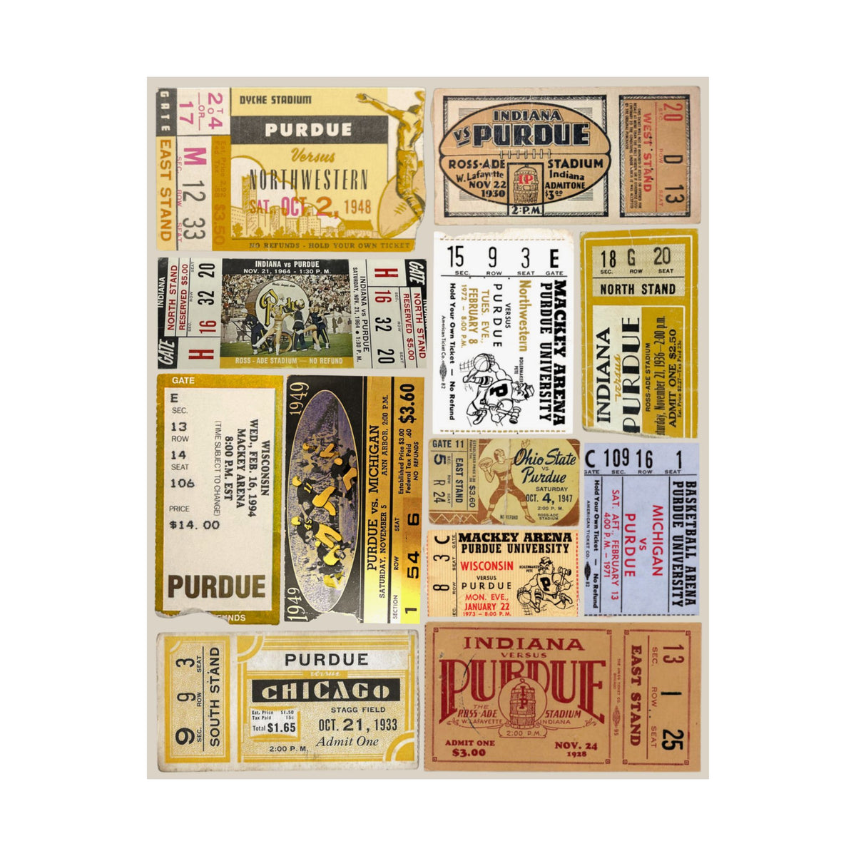Purdue Boilermakers | Vintage Sports Ticket Art Print | Retro College Team Wall Decor | Purdue Basketball Fan Gift | Matte Vertical Posters
