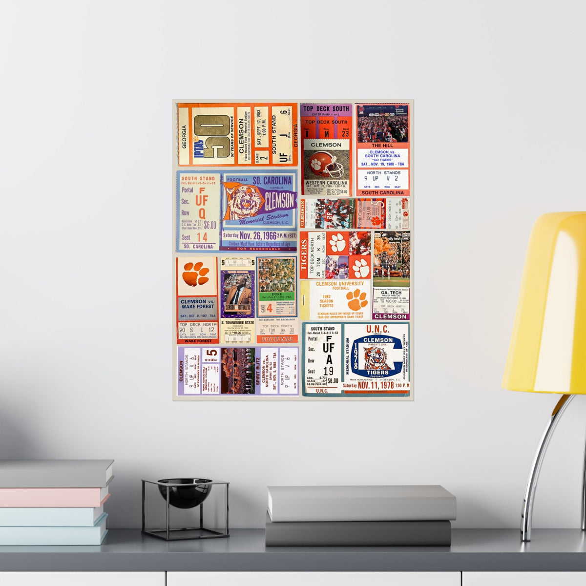 Clemson Tigers | Vintage Sports Ticket Art Print | Retro College Team Wall Decor | Clemson Football Fan Gift | Matte Vertical Posters
