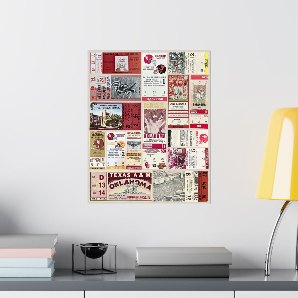 Oklahoma Sooners | Vintage Sports Ticket Art Print | Retro College Team Wall Decor | OU Football Fan Gift | Matte Vertical Posters