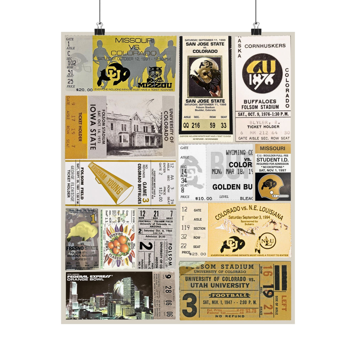 Colorado Buffaloes | Vintage Sports Ticket Art Print | Retro College Team Wall Decor | CU Buffs Football Fan Gift | Matte Vertical Posters
