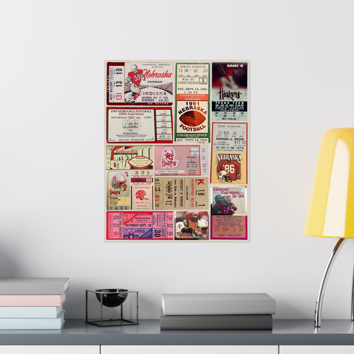 Nebraska Cornhuskers | Vintage Sports Ticket Art Print | Retro College Team Wall Decor | Nebraska Football Fan Gift | Matte Vertical Posters