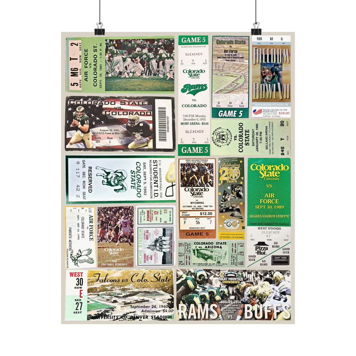 Colorado State Rams | Vintage Sports Ticket Art Print | Retro College Team Wall Decor | CSU Football Fan Gift | Matte Vertical Posters