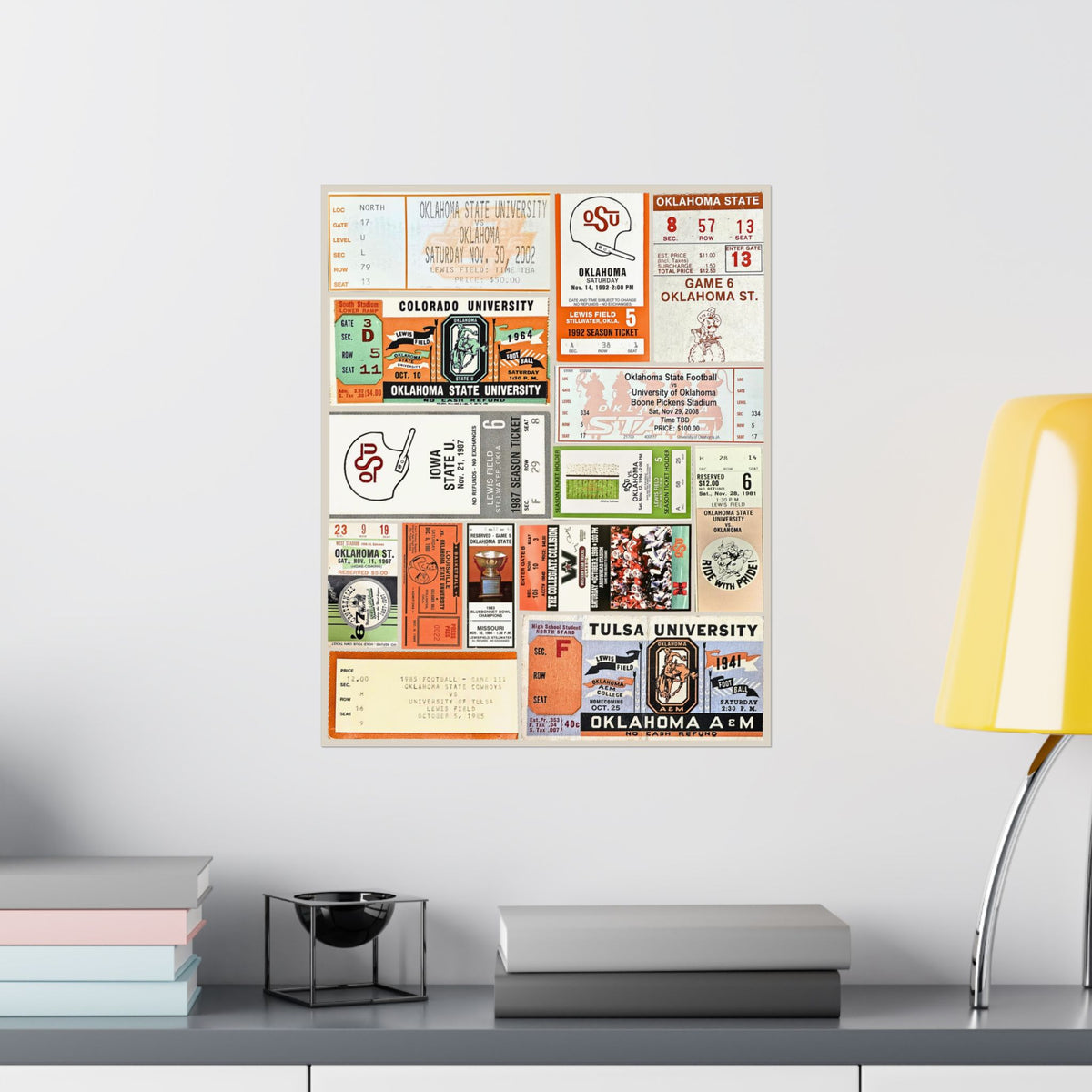 Oklahoma State Cowboys | Vintage Sports Ticket Art Print | Retro College Team Wall Decor | OSU Football Fan Gift | Matte Vertical Posters