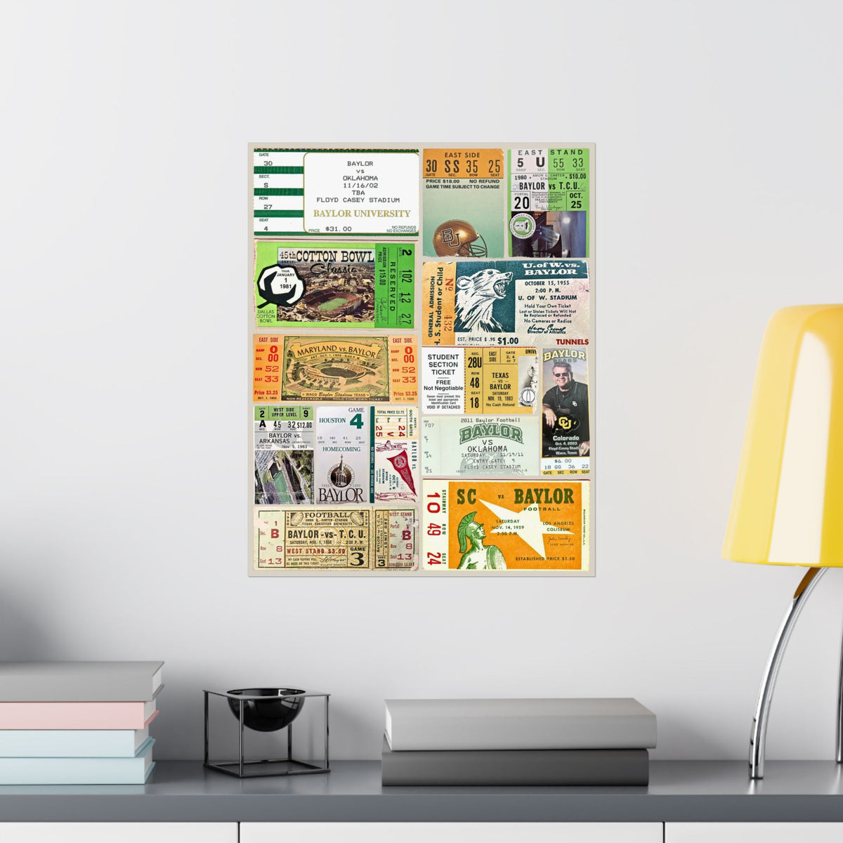 Baylor Bears | Vintage Sports Ticket Art Print | Retro College Team Wall Decor | Baylor University Football Fan Gift | Matte Vertical Poster