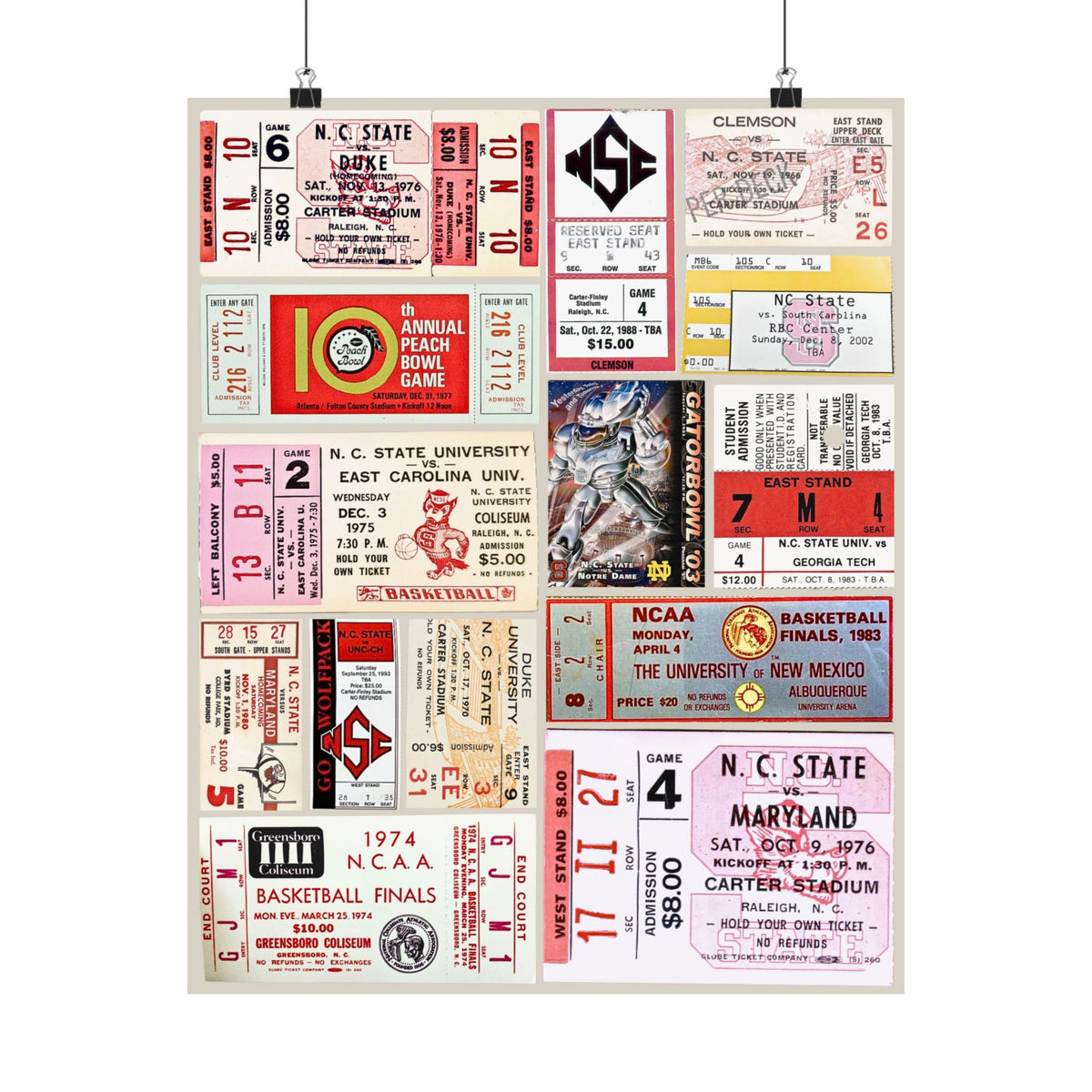 NC State Wolfpack | Vintage Sports Ticket Art Print | Retro College Team Wall Decor | NC State Football Fan Gift | Matte Vertical Posters