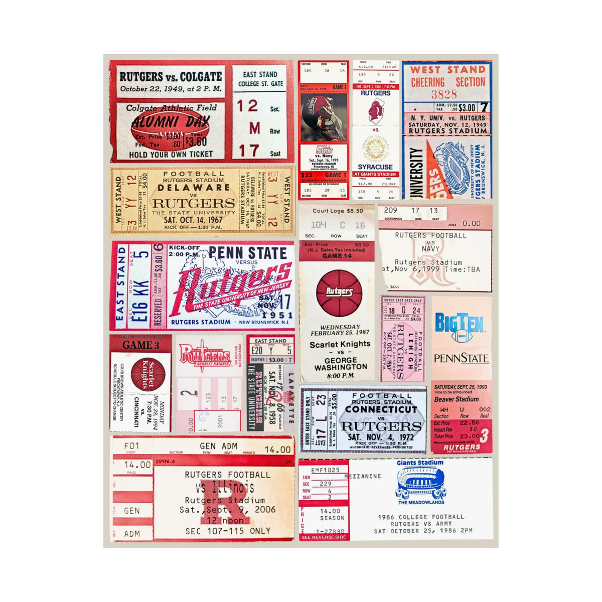 Rutgers Scarlet Knights | Vintage Sports Ticket Art Print | Retro College Team Wall Decor | RU Football Fan Gift | Matte Vertical Posters