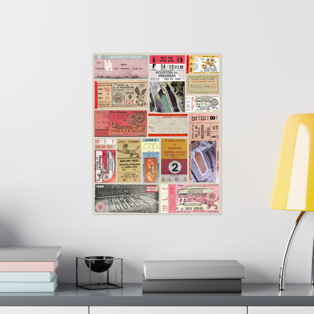 Houston Cougars | Vintage Sports Ticket Art Print | Retro College Team Wall Decor | UH Football/Basketball Fan Gift | Matte Vertical Posters