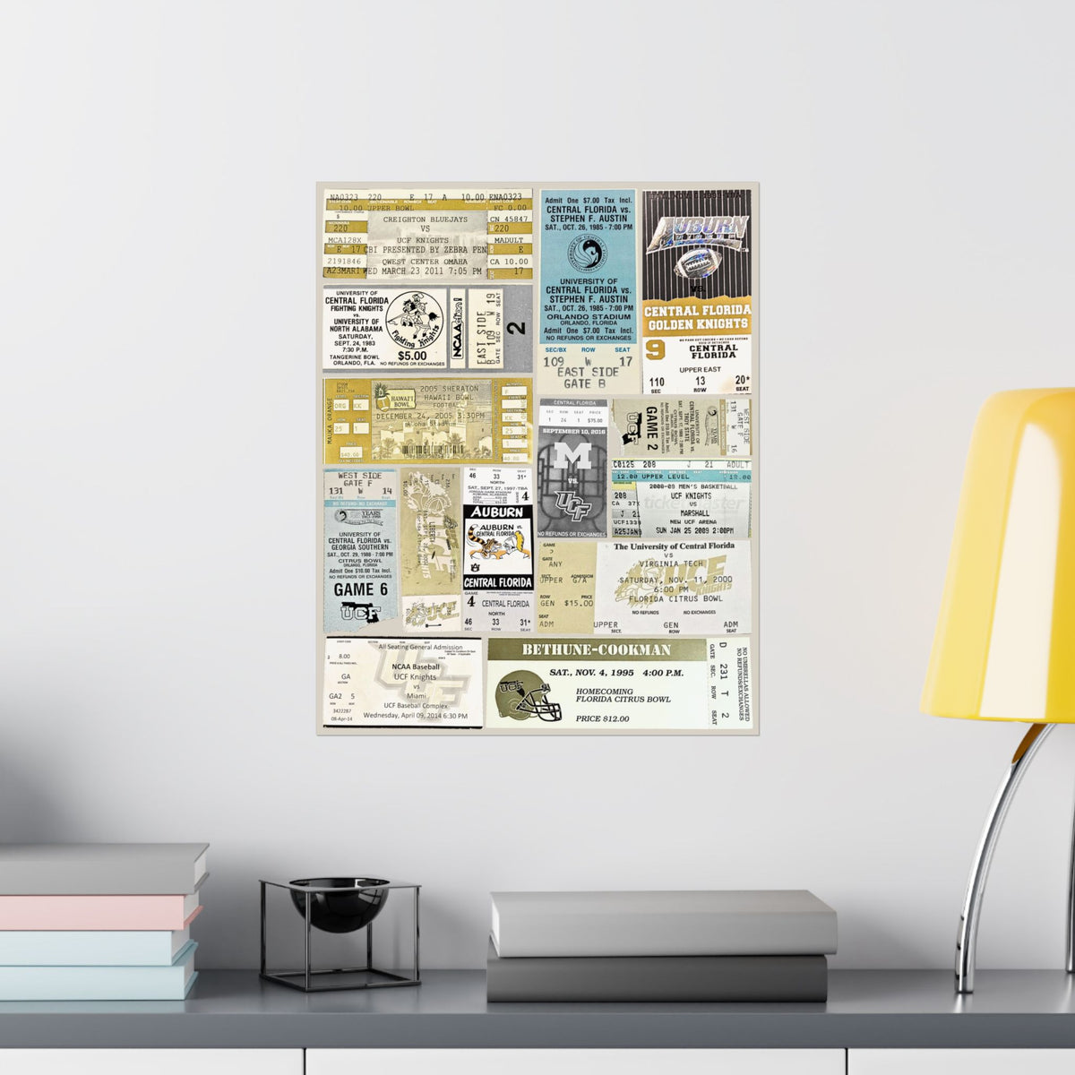 UCF Knights | Vintage Sports Ticket Art Print | Retro College Team Wall Decor | Central Florida Football Fan Gift | Matte Vertical Posters