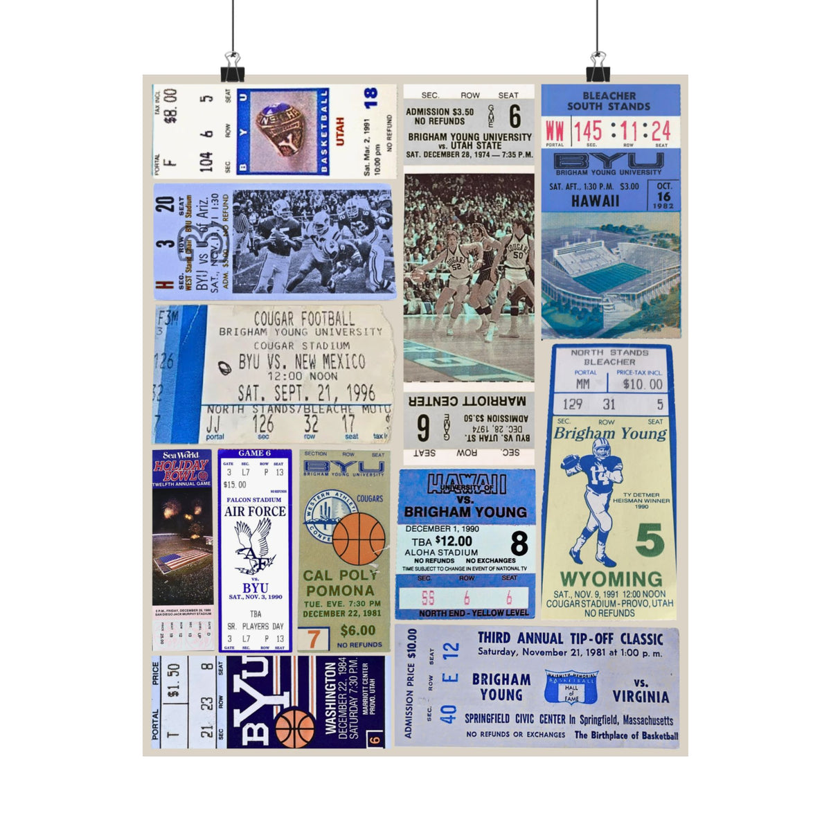 BYU Cougars | Vintage Sports Ticket Art Print | Retro College Team Wall Decor | BYU Football/Basketball Fan Gift | Matte Vertical Posters