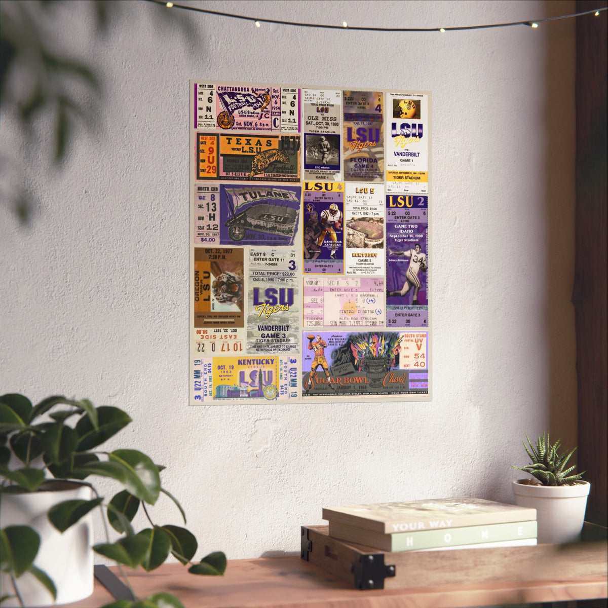 LSU Tigers | Vintage Sports Ticket Art Print | Retro College Team Wall Decor | LSU Football Fan Gift | Matte Vertical Posters