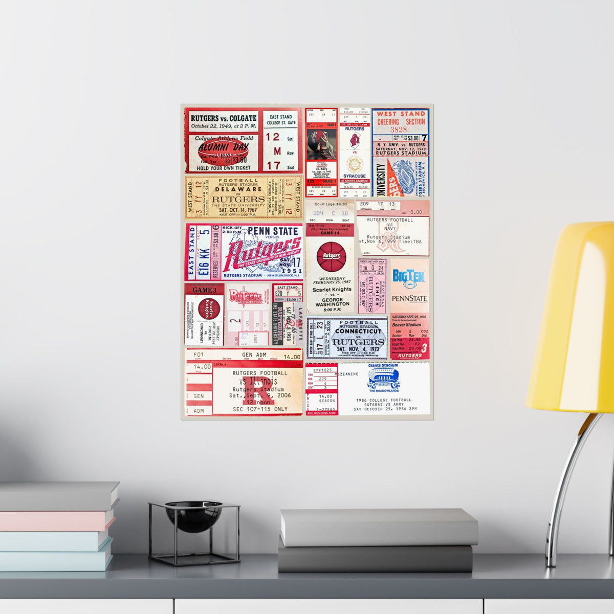 Rutgers Scarlet Knights | Vintage Sports Ticket Art Print | Retro College Team Wall Decor | RU Football Fan Gift | Matte Vertical Posters