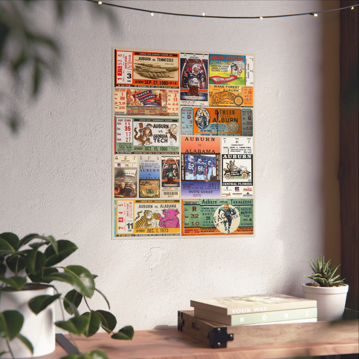 Auburn Tigers | Vintage Sports Ticket Art Print | Retro College Team Wall Decor | Auburn Football Fan Gift | Matte Vertical Posters
