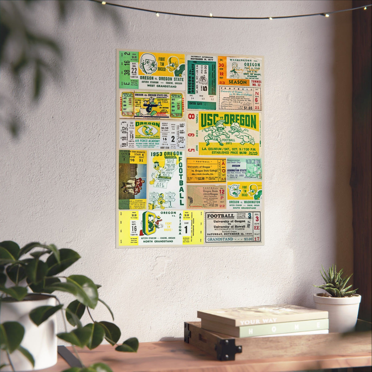 Oregon Ducks | Vintage Sports Ticket Art Print | Retro College Team Wall Decor | Oregon Football Fan Gift | Matte Vertical Posters