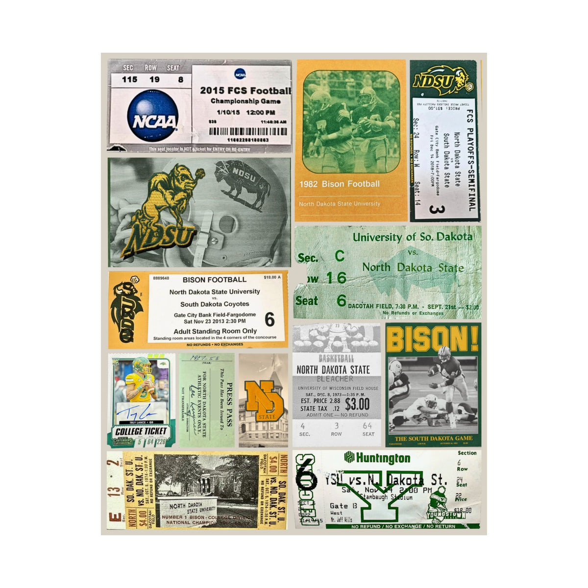 North Dakota State Bison | Vintage Sports Ticket Art Print | Retro College Team Wall Decor | NDSU Football Fan Gift | Matte Vertical Posters