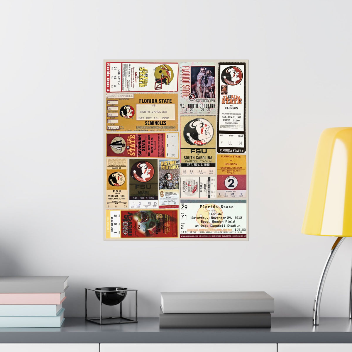 Florida State Seminoles | Vintage Sports Ticket Art Print | Retro College Team Wall Decor | FSU Football Fan Gift | Matte Vertical Posters