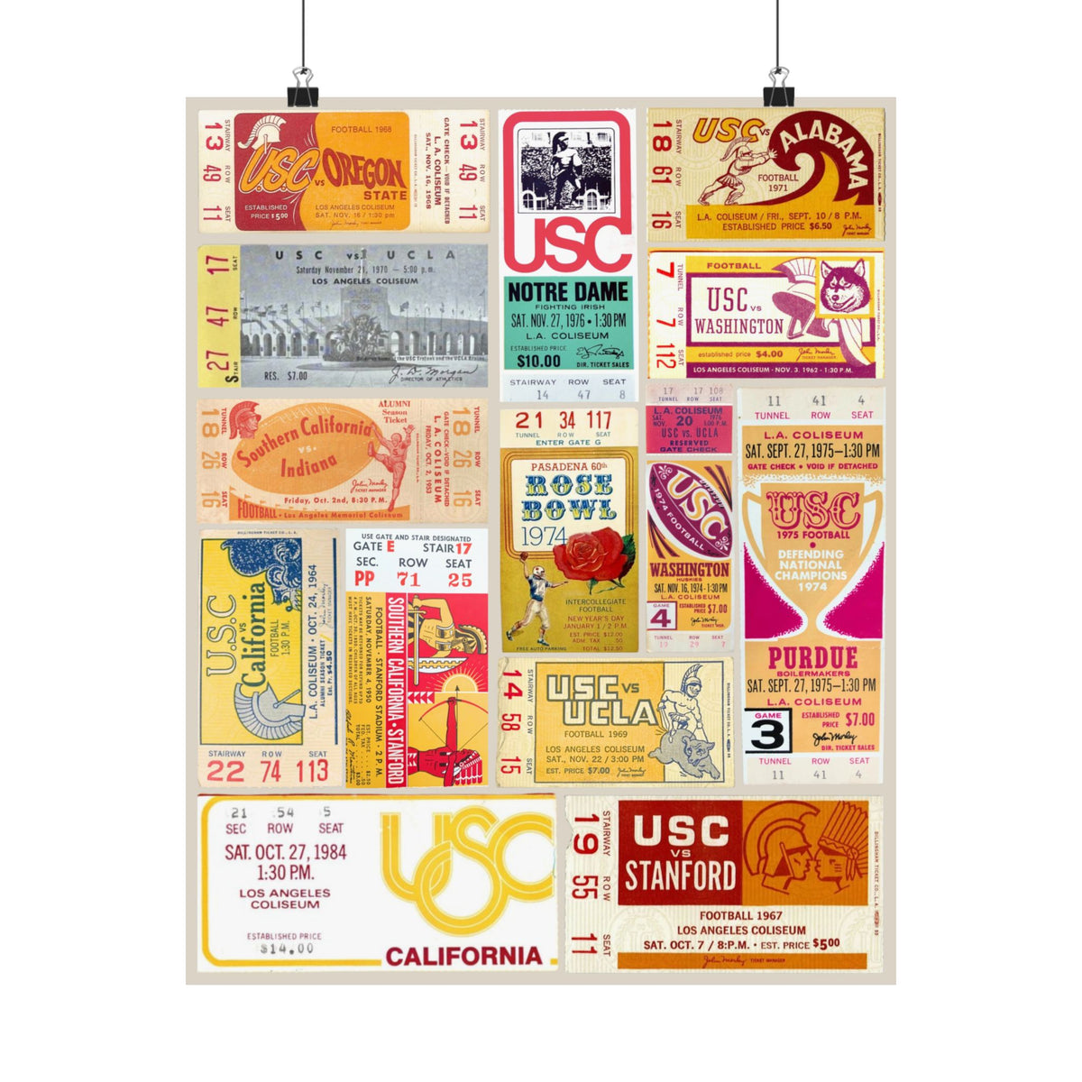 USC Trojans | Vintage Sports Ticket Art Print | Retro College Team Wall Decor | U of Southern California Fan Gift | Matte Vertical Posters
