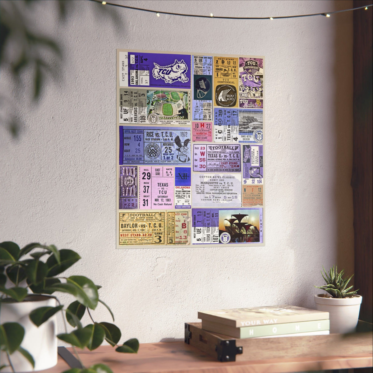 TCU Horned Frogs | Vintage Sports Ticket Art Print | Retro College Team Wall Decor | TCU Football Fan Gift | Matte Vertical Poster