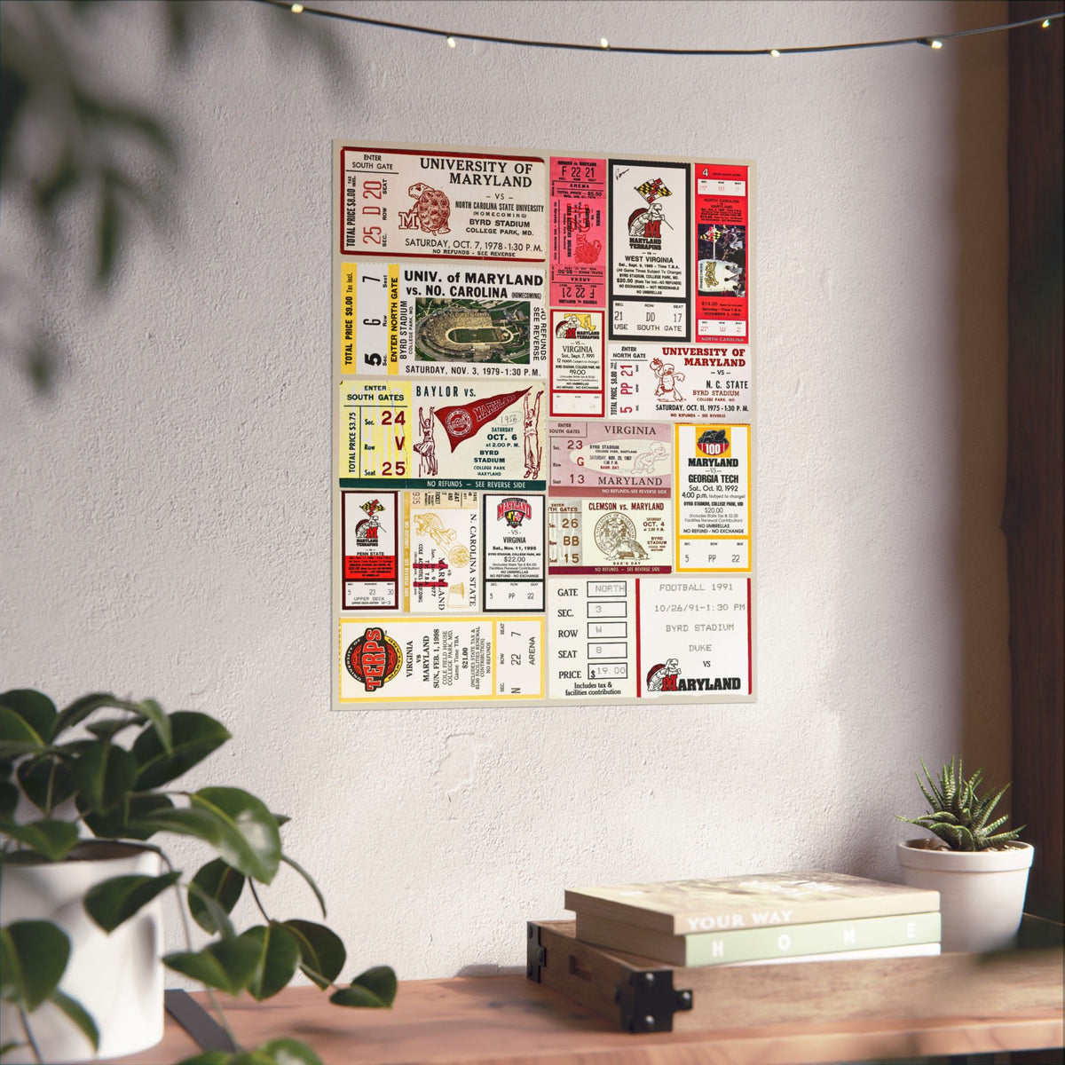 Maryland Terrapins | Vintage Sports Ticket Art Print | Retro College Team Wall Decor | UMD Football Fan Gift | Matte Vertical Posters