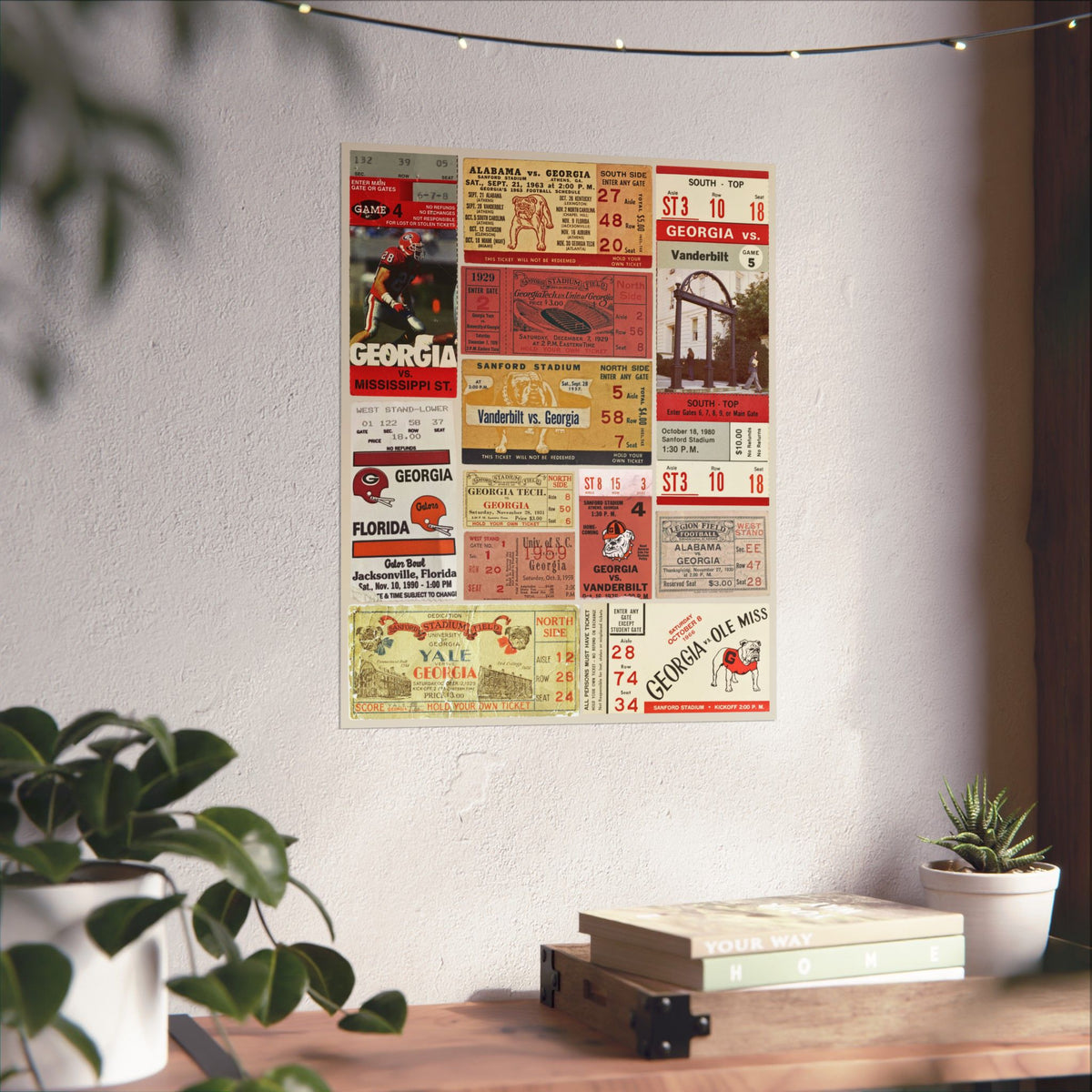 Georgia Bulldogs | Vintage Sports Ticket Art Print | Retro College Team Wall Decor | UGA Football Fan Gift | Matte Vertical Posters